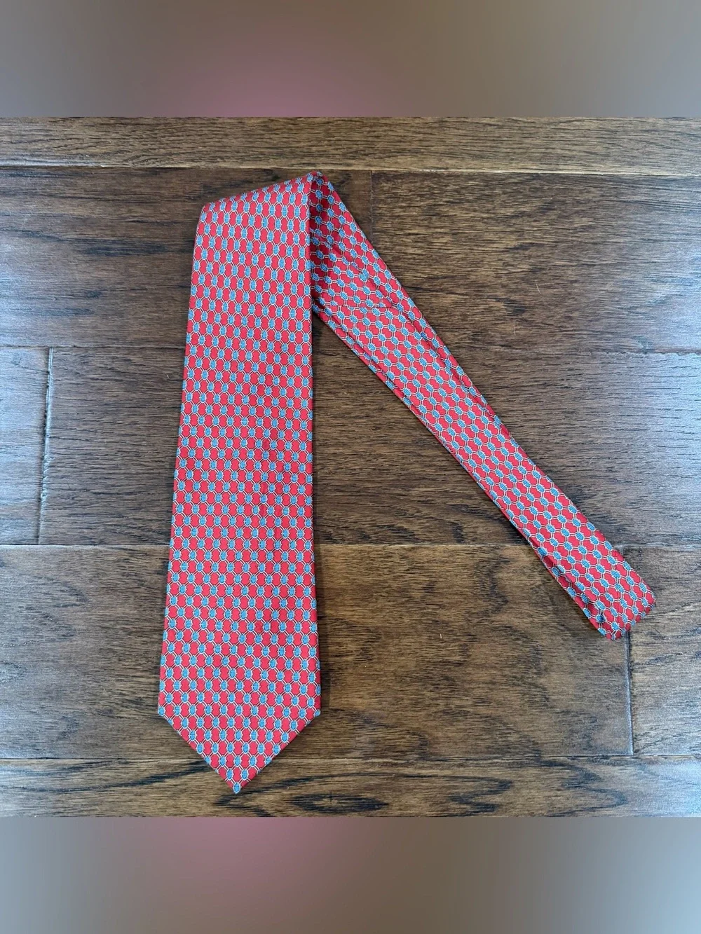Lot 2 Brooks Brothers Makers All Silk Ties Made in USA Red Stripe&Red Chainlink